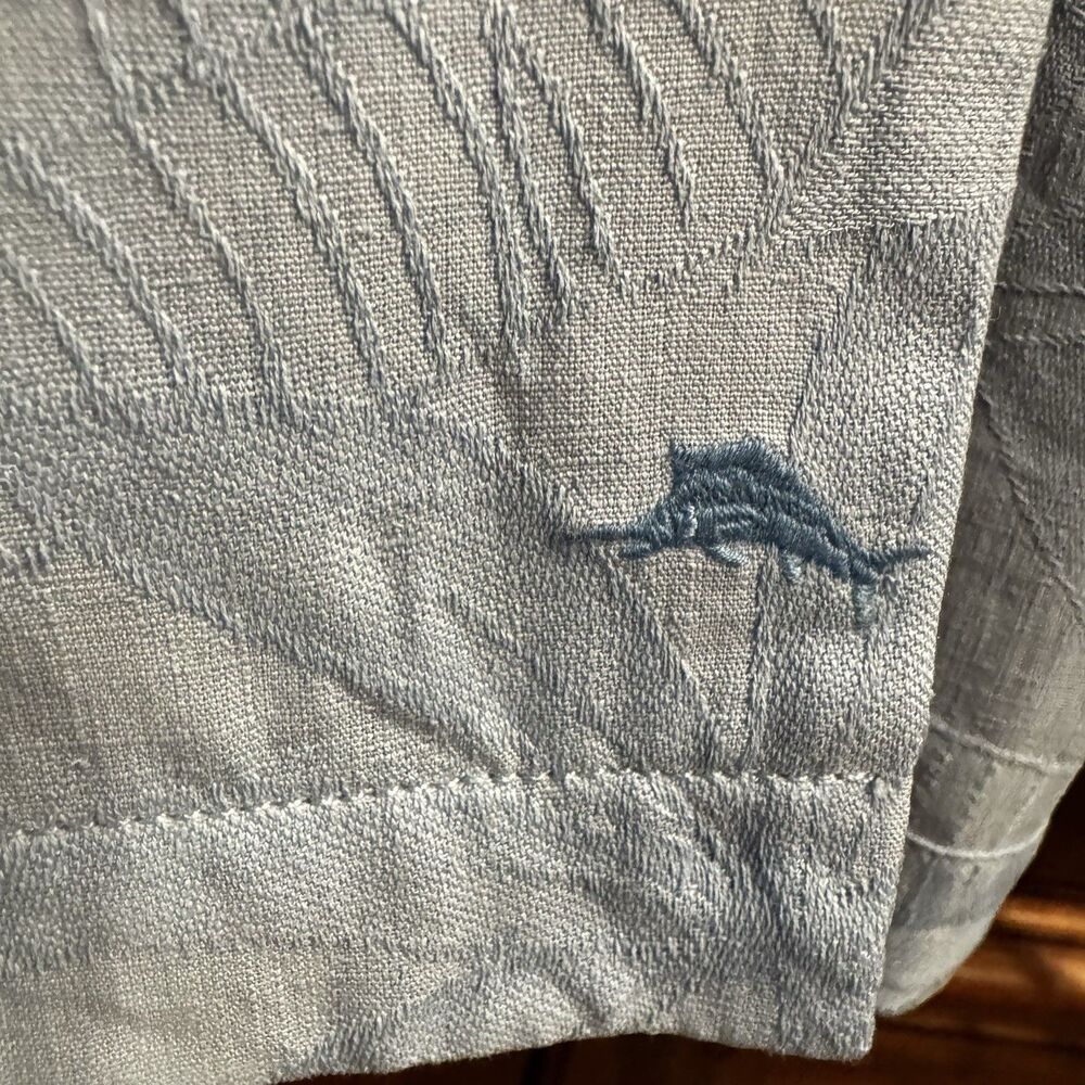 Tommy Bahama Men’s Blue 100% Silk Hawaiian Camp Shirt Floral Jacquard XXL - Picture 7 of 15